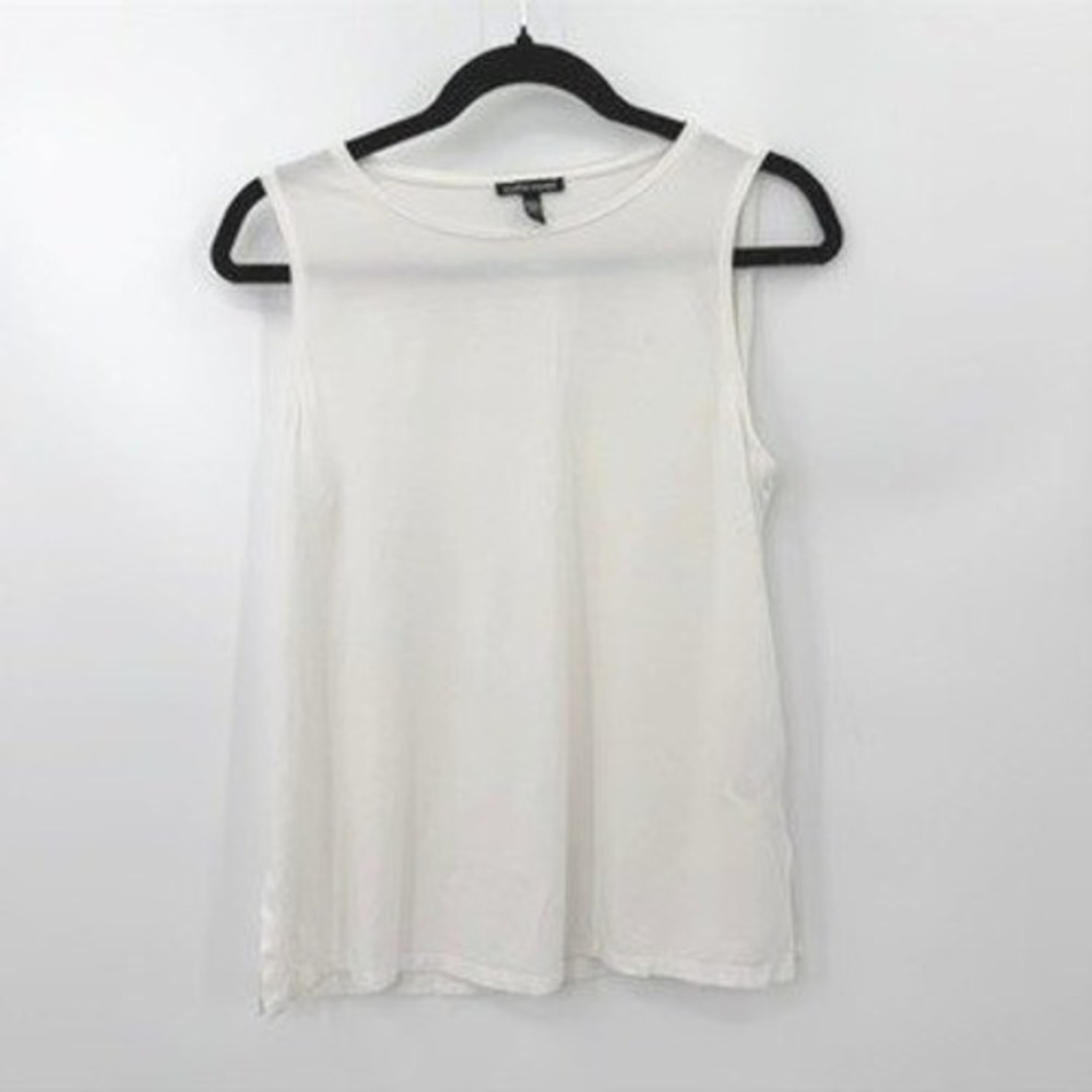 Eileen Fisher Tank Top Women S White Sleeveless Tencel Lyocell Stretch Basic